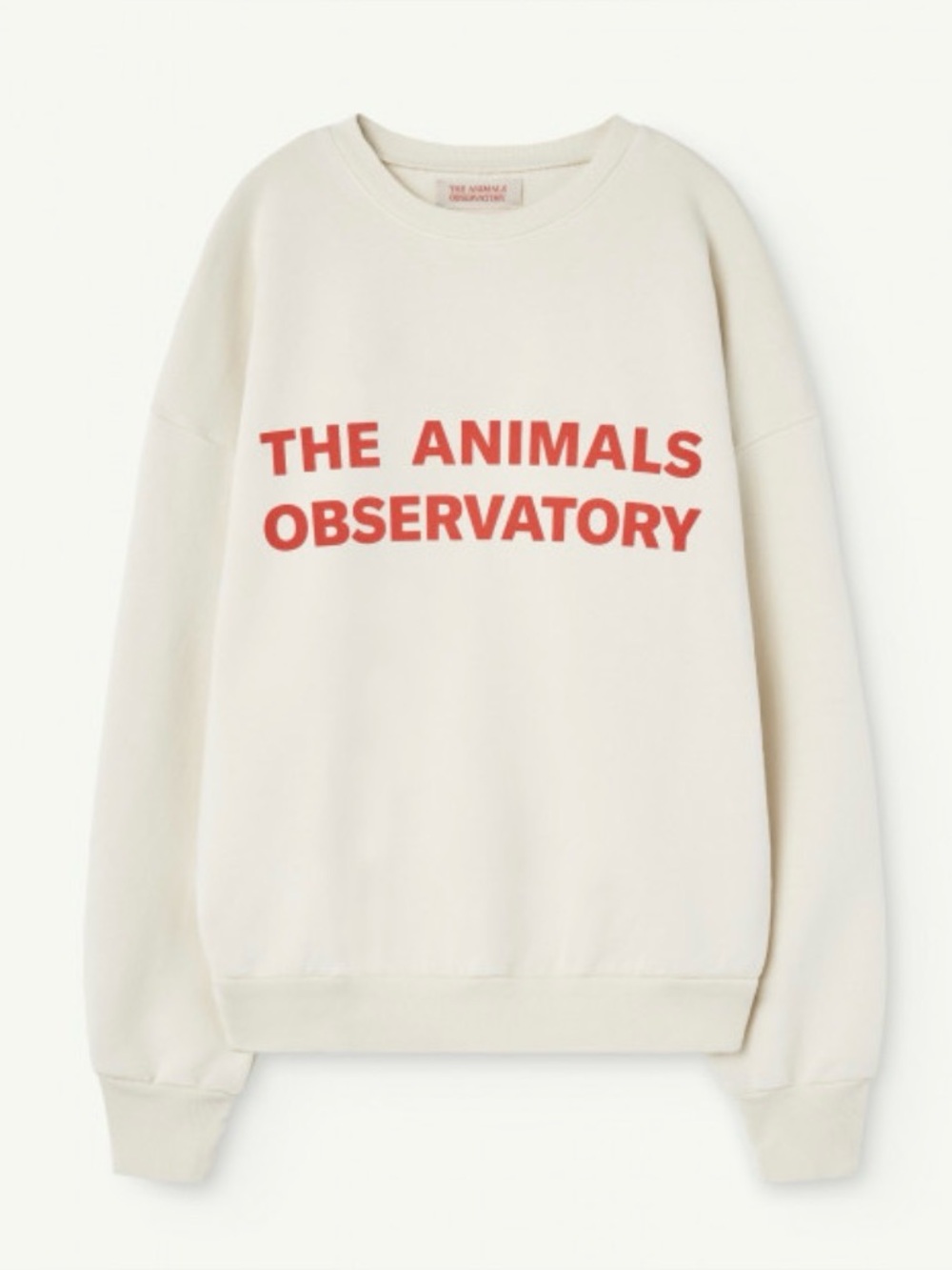 The Animals Observatory Cream Crewneck Sweatshirt with Red Logo